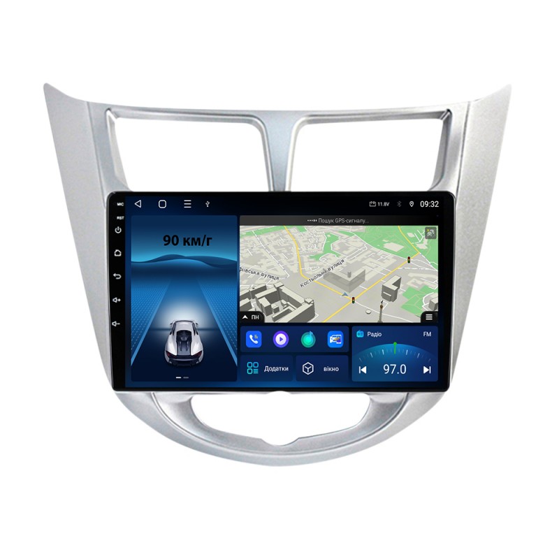 Штатна магнітола для Hyundai Accent Solaris 2010-2016 silver з Android-функціями